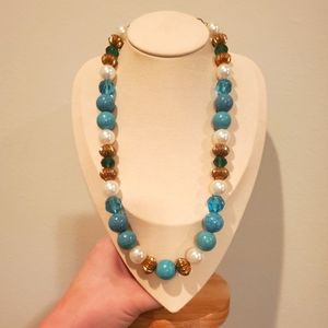 You & I Brand Teal, White, and Gold Necklace